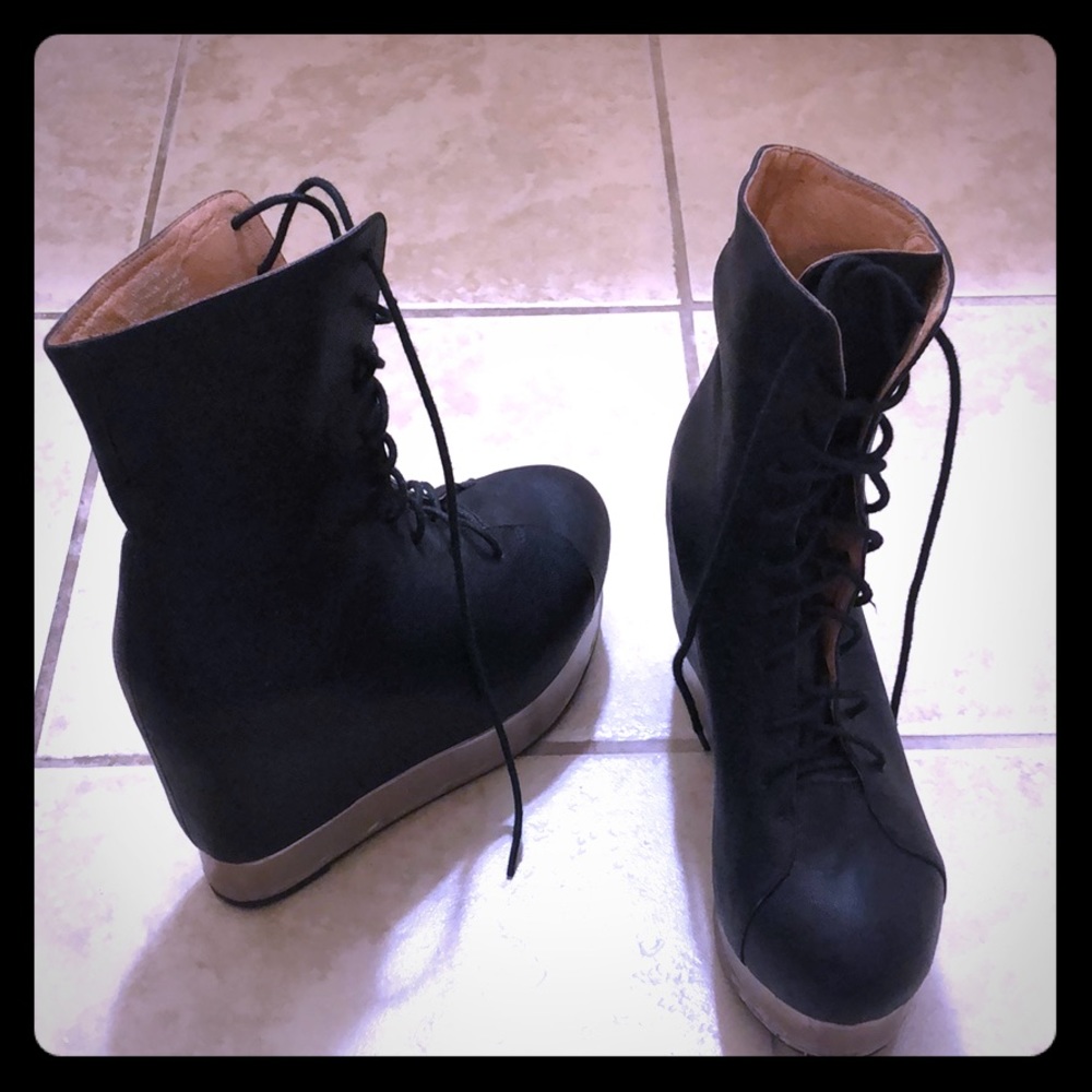 Jeffrey Campbell Back-Off Black Leather Boots